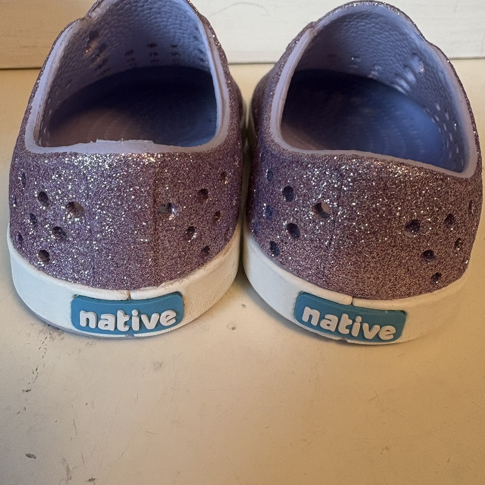 Native Kids Glitter Slip-On Sneakers in Lavender and White - Picture 9 of 12